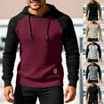 thumbnail image 1 of RYDCOT Mens Color Blocked Casual Retro Hooded Pullover Sweatshirts Casual Long Sleeve Knitted Sweater White, 1 of 4