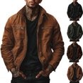 thumbnail image 1 of RYDCOT Mens Corduroy Bomber Jacket Lightweight Zip up Casual Vintage Spring Fall Varsity Jacket with Zipper Pockets Orange, 1 of 8