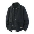 thumbnail image 1 of RYDCOT Mens Corduroy Button Jacket Casual Long Sleeve Shirts Lightweight Shacket Jacket with Flap Pocket Black L(L), 1 of 7