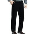 thumbnail image 1 of RYDCOT Mens Corduroy Pants - Classic Fit Zipper Button Stretch Elastic Waist Straight Leg Suit Pant Black, 1 of 4