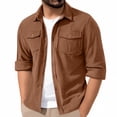thumbnail image 1 of RYDCOT Mens Corduroy Shirts Jacket Button Down Long Sleeve Western Work Shirts Shackets with Flap Pocket Orange, 1 of 9