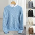 thumbnail image 1 of RYDCOT Mens Crewneck Sweaters Casual Knit Sweater Long Sleeve Slim Fit Fall Winter Pullover Light Blue, 1 of 5