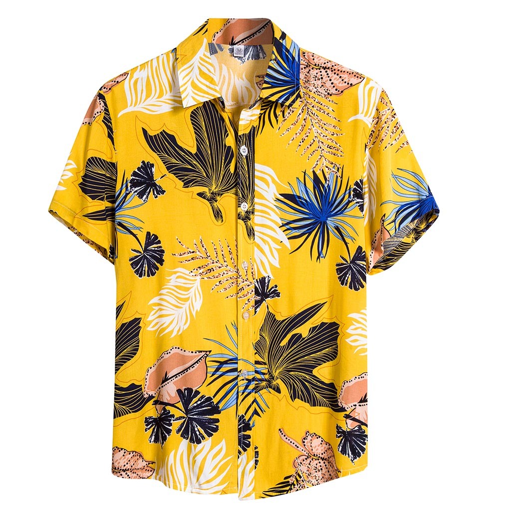 RYDCOT Mens Ethnic Short Sleeve Casual Printing Hawaiian Shirt Blouse T ...