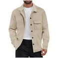 thumbnail image 1 of RYDCOT Mens Fashion Jackets Button Down Casual Lapel Long Sleeved Jacket Vintage Fall Outwear with Pockets Khaki, 1 of 9