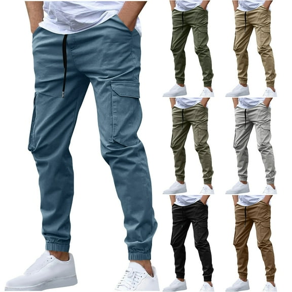 RYDCOT Mens Fashion Joggers Pants Casual Cargo Hiking Sweatpants Workout Running Athletic Long Trousers Navy 10(XL)