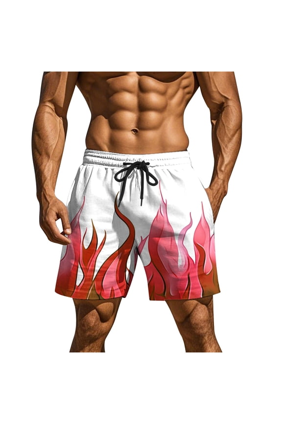 Mens Faux Suede Flame Pattern Shorts 3 Inch Inseam Booty Gym Workout Bodybuilding Running Casual Beach Short Shorts Pink