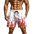 thumbnail image 1 of RYDCOT Mens Flame Graphic Basketball Sweatshorts Elastic Waist Drawstring Running Workout Shorts Summer Cool Casual Peachskin Plush Shorts Pink, 1 of 9