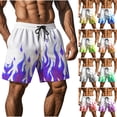 thumbnail image 1 of RYDCOT Mens Flame Graphic Basketball Sweatshorts Elastic Waist Drawstring Running Workout Shorts Summer Cool Casual Peachskin Plush Shorts Yellow, 1 of 9