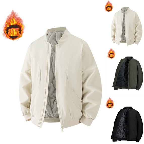 RYDCOT Mens Fleece Lined Flight Bomber Diamond Quilted Jacket Lightweight Baseball Jackets Winter Warm Padded Windproof Coats Outwear Parkas Mountain Climbing White