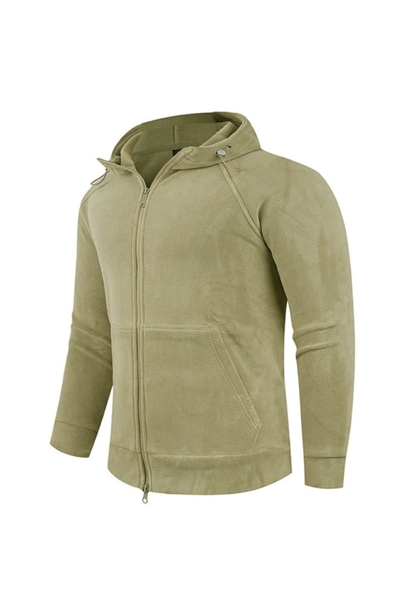 Mens Full Zip Hooded Double-Sided Polar Fleece Jacket Sweatshirt with Pockets Long Sleeve Outdoor Jacket Green