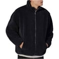 thumbnail image 1 of RYDCOT Mens Fuzzy Sherpa Jacket Casual Fleece Full Zip Stand Collar Coat Fall Winter Warm Outwear Black, 1 of 7