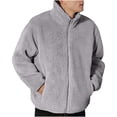thumbnail image 1 of RYDCOT Mens Fuzzy Sherpa Jacket Casual Fleece Full Zip Stand Collar Coat Fall Winter Warm Outwear Gray, 1 of 9