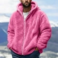 thumbnail image 1 of RYDCOT Mens Fuzzy Sherpa Jacket Fleece Athletic Hoodie Long Sleeve Full-Zip Hooded Sweatshirt Casual Warm Fall and Winter Jacket Coats Fashion Hot Pink,3XL, 1 of 5