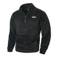 thumbnail image 1 of RYDCOT Mens Fuzzy Sherpa Sweatshirt Pullover Quarter Zip Fleece Pullover Winter Fall Warm Outerwear with Kangaroo Pocket Black, 1 of 8