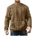 thumbnail image 1 of RYDCOT Mens Fuzzy Sherpa Texture Sweatshirt Long Sleeve Fluffy Crew Neck Pullover Cozy Basic Unisex Fall Winter Warm Tops Brown, 1 of 6
