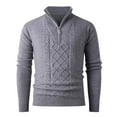 thumbnail image 1 of RYDCOT Mens Half Zip Sweater Cable Knitted Sweaters Casual Solid Colors Stand up Collar Elastic Sweater Gray, 1 of 6