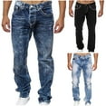 thumbnail image 1 of RYDCOT Mens Jeans Loose Fit Men's Low Waist Straight Leg Jeans with Pocket and Button Light Blue, 1 of 6