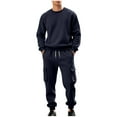 thumbnail image 1 of RYDCOT Mens Loose Sweatsuits 2 Piece Sets Round Neck Long Sleeve Pullover Sweatshirt Drawstring Cargo Pants Casual Jogger Suits Sets Navy, 1 of 7