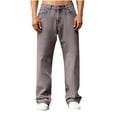 thumbnail image 1 of RYDCOT Mens Low Rise Stretch Relaxed-Fit Workwear Carpenter Jeans Straight Leg Washed Retro Denim Pants Gray, 1 of 9