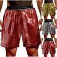 thumbnail image 1 of RYDCOT Mens Metallic Shorts 5" Shiny Holographic Disco Shorts Outfit Sparkly Rave Hot Summer Thin Breathable Shorts Silver, 1 of 7