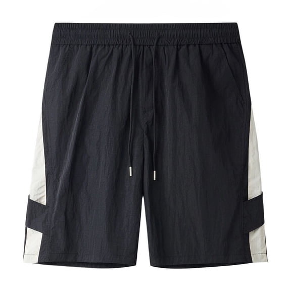 RYDCOT Mens Nylon Hiking Shorts Water Resistant Quick Dry Elastic Waist Drawstring Lightweight Breathable Cargo Shorts with Pockets Black