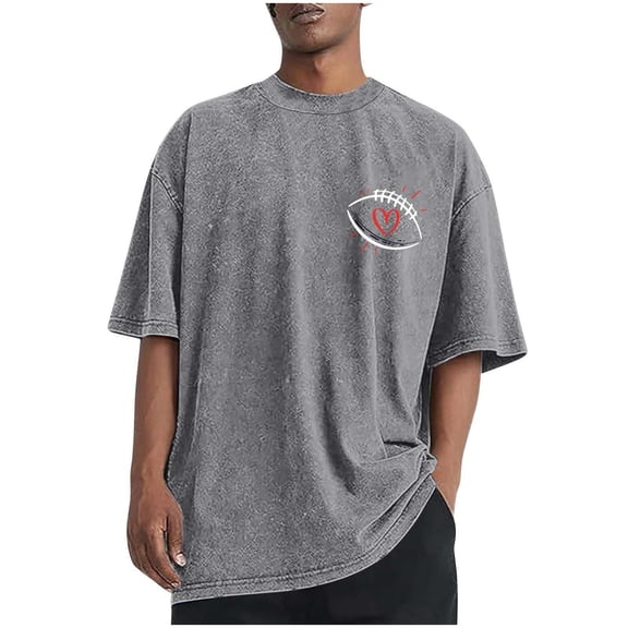 RYDCOT Mens Oversized 100% Cotton Printed T-Shirts Fashion Loose Fit Crewneck Tshirt Streetwear Heavyweight Short Sleeve Tee Shirt Gym Workout Tops Gray