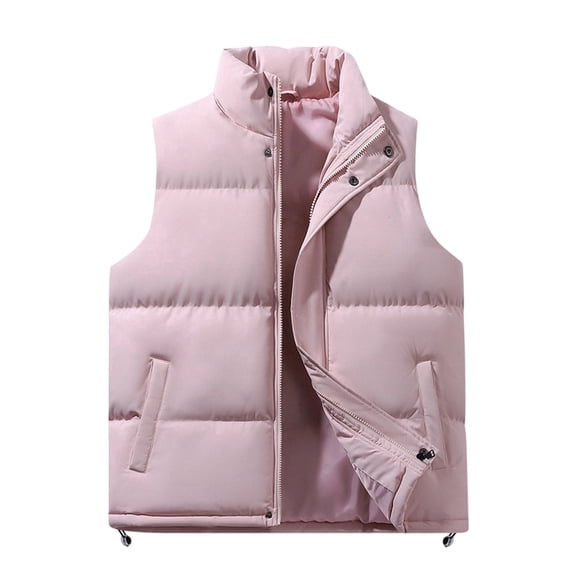 RYDCOT Mens Puffer Vest Quilted Outerwear Winter Warm Down Puffy Vests Lightweight Casual Standing Collar Padded Jacket with Pocket Pink