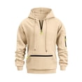 thumbnail image 1 of RYDCOT Mens Quarter Zip Waffle Hoodie - Performance Fleece 1/4 Zip Pullover Sweatshirt Mens Golf Shirts for Workout Hiking Running Khaki, 1 of 8