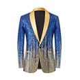 thumbnail image 1 of RYDCOT Mens Sequins Blazer Sparkle Dress Suit Jacket Cocktails Shiny Metallic Disco Dance Party Tuxedo Homecoming Blue, 1 of 3