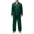 thumbnail image 1 of RYDCOT Mens Silky Satin Pajamas Set Long Sleeve Button-Down Luxurious Pj Two-Piece Sleepwear with Long Pants Army Green, 1 of 7