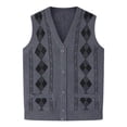 thumbnail image 1 of RYDCOT Mens Single Breasted Argyle Sweater Vests Fashion V-Neck Sleeveless Cardigan Tank Tops Dark Gray, 1 of 4