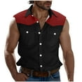 thumbnail image 1 of RYDCOT Mens Sleeveless Summer Shirts Beach Tank Tops Button up Color Block Tank Shirt for Vacation Red, 1 of 5