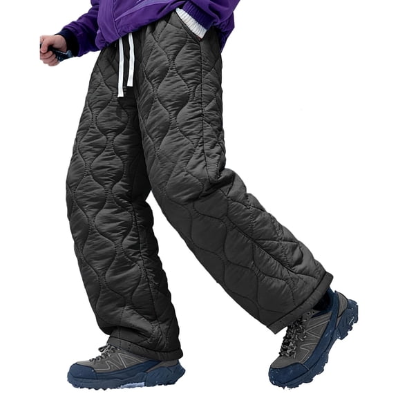 RYDCOT Mens Snow Ski Sherpa Fleece Lined Hiking Pants Insulated Windproof Sweatpants Winter Softshell Snowboard Hunting Cotton Pants for Cold Weather Black