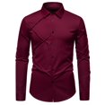 thumbnail image 1 of RYDCOT Mens Solid Color Lapel Slim Fit Cotton Shirts Button Down Long Sleeve Business Casual Polo Collared Dress Tee Shirts Top for Fall Winter Wine, 1 of 9