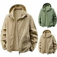 thumbnail image 1 of RYDCOT Mens Spring Summer Lightweight Windbreaker Jacket Waterproof Rain Jacket with Hood Soft Shell Outdoor Jacket Khaki, 1 of 6