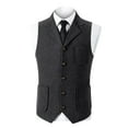 thumbnail image 1 of RYDCOT Mens Suit Vest Lapel Single Breasted Multi Pockets Suit Herringbone V Neck Waistcoat Sleeveless Top Black, 1 of 5