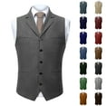thumbnail image 1 of RYDCOT Mens Suit Vest Lapel Single Breasted Multi Pockets Suit Herringbone V Neck Waistcoat Sleeveless Top Wine, 1 of 6