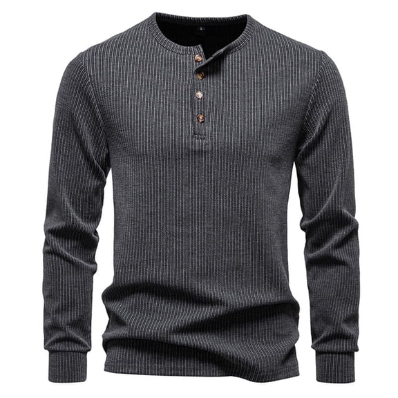 RYDCOT Mens Sweaters Casual Waffle Pullover Sweater Button Down Crewneck Textured Knit Henley Sweaters Black
