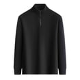 thumbnail image 1 of RYDCOT Mens Tops Quarter Zip Sweater Men Quilted Sweatshirt Pullover Knit Long Sleeve Mock Neck Sweatshirt Cotton Shirts for Men Black, 1 of 6