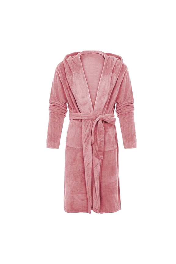 Mens Ultra Cozy Plush Fleece Robe Big and Tall with Hood, Full Length Plush Robe for Men Absorbent Long Fleece Bathrobe with Belt Warm Soft for Home and Spa 5XL Pink