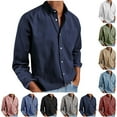 thumbnail image 1 of RYDCOT Mens Vintage Long Sleeve Button Down Shirts Classic Lapel Solid Colors for Business or Casual Wear White 8(XL), 1 of 6