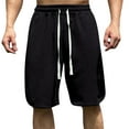 thumbnail image 1 of RYDCOT Mens Waffle Knit Gym Shorts | Mid Weight Fleece Jogger Sweat Shorts|Drawstring & Pockets Black, 1 of 4