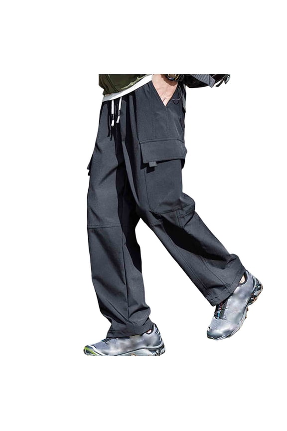 Mens Waterproof Hiking Pants, Outdoor Snow Ski Fishing Fleece Lined Insulated Soft Shell Winter Cargo Pants Black