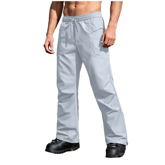 RYDCOT Mens Waterproof Snow Ski Pants, Outdoor Fishing Fleece Lined Insulated Soft Shell Winter Pants with Detachable Inner Lining and Adjustable Drawstring Light Blue