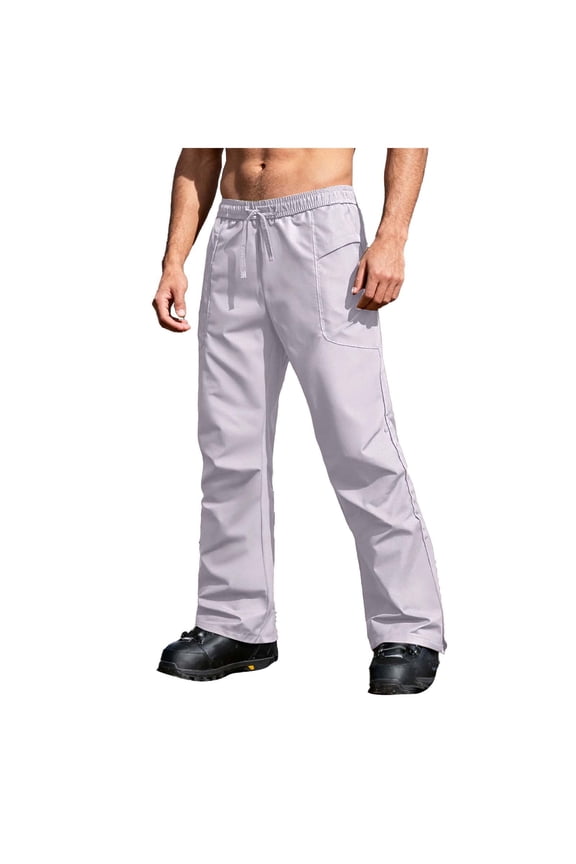 Mens Waterproof Snow Ski Pants, Outdoor Fishing Fleece Lined Insulated Soft Shell Winter Pants with Detachable Inner Lining and Adjustable Drawstring Pink