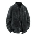 thumbnail image 1 of RYDCOT Men's Long Sleeved Stand Collar PU Leather Workwear Jacket Solid Color Zipper Cardigan Top Black, 1 of 8