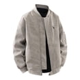 thumbnail image 1 of RYDCOT Men's Long Sleeved Stand Collar PU Leather Workwear Jacket Solid Color Zipper Cardigan Top Khaki, 1 of 8