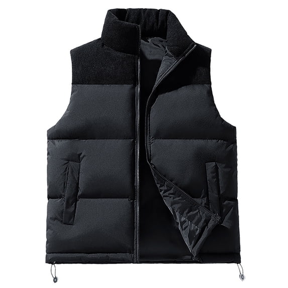 RYDCOT Mens Winter Vests Outerwear Puffer Vest Warm Casual Quilted Vest Bubble Padded Vest Lightweight Sleeveless Jacket Black