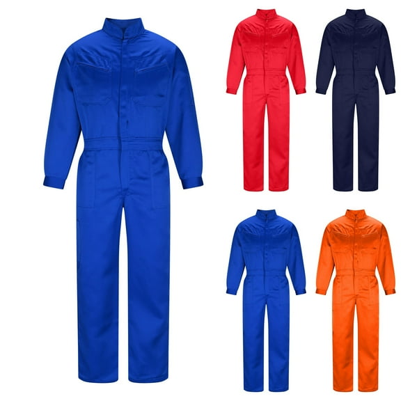 RYDCOT Mens Workwear Coveralls Multi Pockets Work Suit Overalls Jumpsuits Long Sleeve Red 10(XL)
