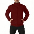 thumbnail image 1 of RYDCOT Mens Zip up Sweatshirt Casual Fashion Slim Fit Jacket with Pockets Stand Collar Jacket Wine, 1 of 7